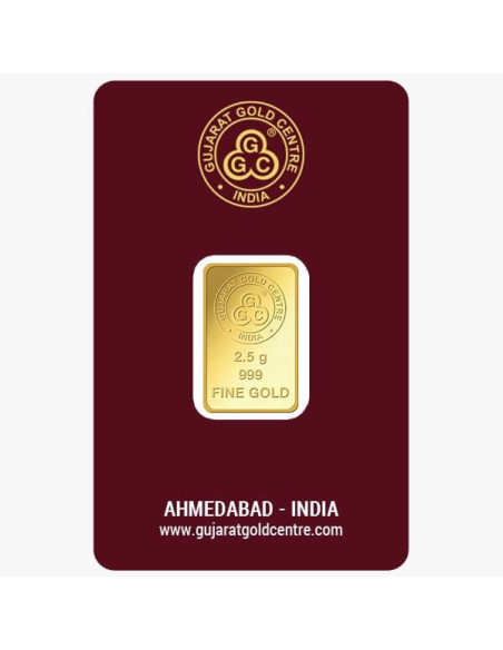 Gujrat Gold Centre Gold Bar Of 2.5 Gram 24Kt in 999 Purity / Fineness