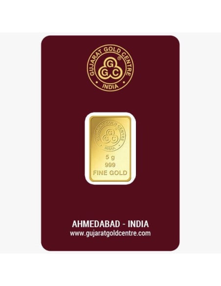 Gujrat Gold Centre Gold Bar Of 5 Gram 24Kt in 999 Purity / Fineness