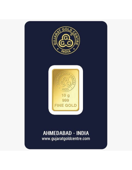 Gujrat Gold Centre Gold Bar Of 10 Gram 24Kt in 999 Purity / Fineness