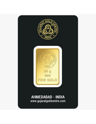 Gujrat Gold Centre Gold Bar Of 20 Gram 24Kt in 999 Purity / Fineness