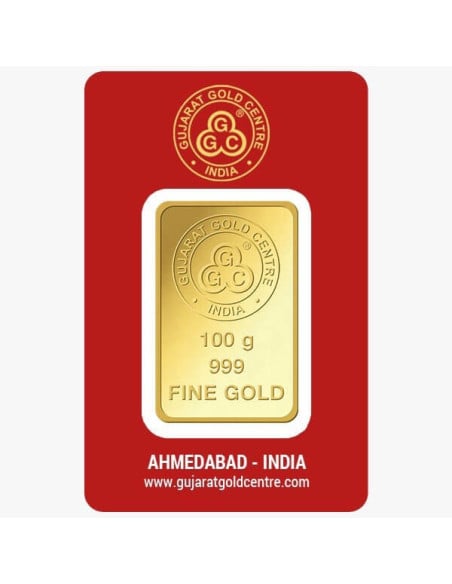 Gujrat Gold Centre Gold Bar Of 100 Gram 24Kt in 999 Purity / Fineness