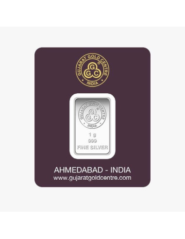Gujrat Gold Centre Silver Bar Of 1 Gram in 999 24Kt Purity Fineness 