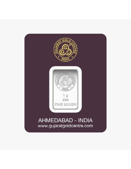 Gujrat Gold Centre Silver Bar Of 1 Gram in 999 24Kt Purity Fineness 