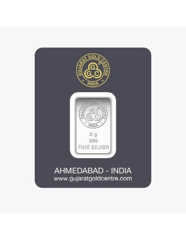 Gujrat Gold Centre Silver Bar Of 2 Gram in 999 24Kt Purity Fineness 