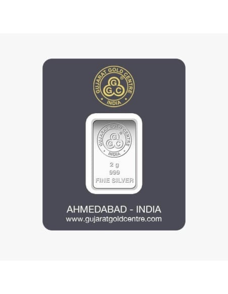 Gujrat Gold Centre Silver Bar Of 2 Gram in 999 24Kt Purity Fineness 