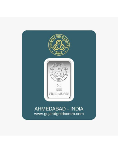 Gujrat Gold Centre Silver Bar Of 5 Gram in 999 24Kt Purity Fineness 