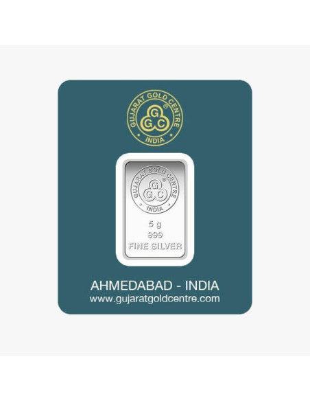 Gujrat Gold Centre Silver Bar Of 5 Gram in 999 24Kt Purity Fineness 