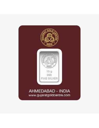 Gujrat Gold Centre Silver Bar Of 10 Gram in 999 24Kt Purity Fineness 
