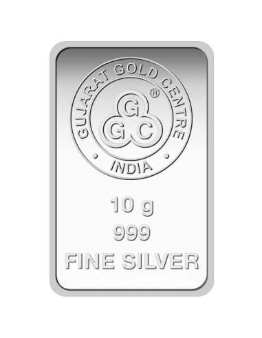 Gujrat Gold Centre Silver Bar Of 10 Gram in 999 24Kt Purity Fineness 