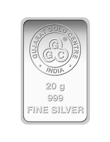 Gujrat Gold Centre Silver Bar Of 20 Gram in 999 24Kt Purity Fineness 