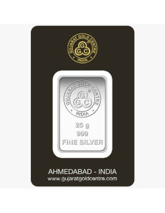 Gujrat Gold Centre Silver Bar Of 25 Gram in 999 24Kt Purity Fineness 