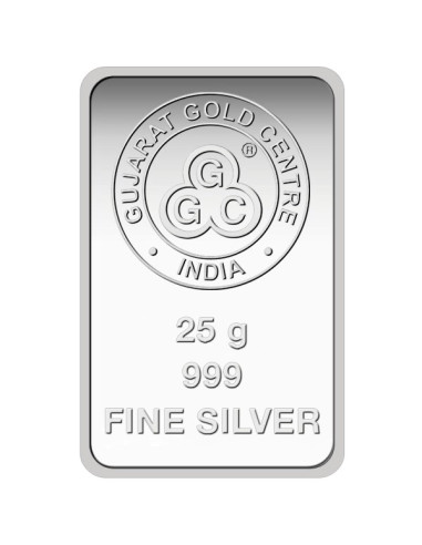 Gujrat Gold Centre Silver Bar Of 25 Gram in 999 24Kt Purity Fineness 