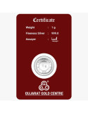 Gujrat Gold Centre Silver Coin Of 1 Gram in 999 24Kt Purity Fineness 