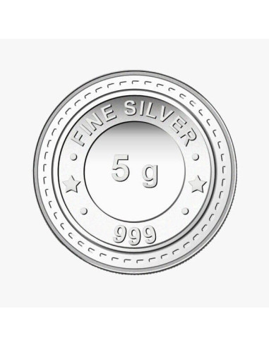 Gujrat Gold Centre Silver Coin Of 5 Gram in 999 24Kt Purity Fineness 