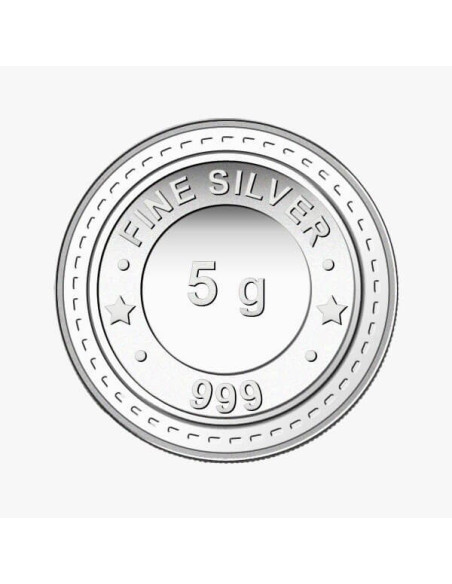 Gujrat Gold Centre Silver Coin Of 5 Gram in 999 24Kt Purity Fineness 
