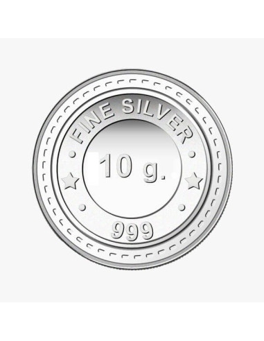 Gujrat Gold Centre Silver Coin Of 10 Gram in 999 24Kt Purity Fineness 