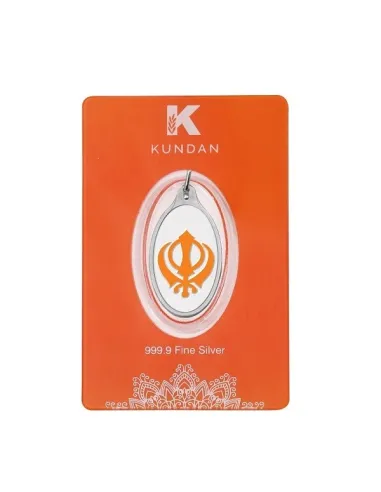 Kundan Silver Oval Color Khanda Pendant Of 5.11 Grams in 999 Purity / Fineness