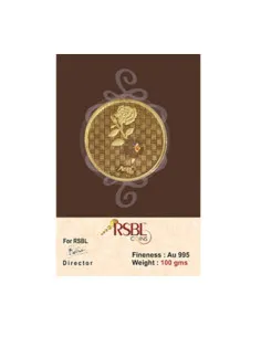 RSBL Gold Coin 100 Grams 24Kt Gold 995 Purity Fineness