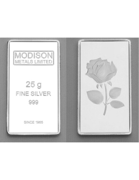 Modison Silver Bar of 25 Grams in 999 Purity /Fineness in Capsule