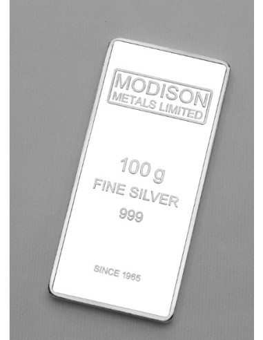 Modison Silver Bar of 100 Grams in 999 Purity /Fineness in Capsule