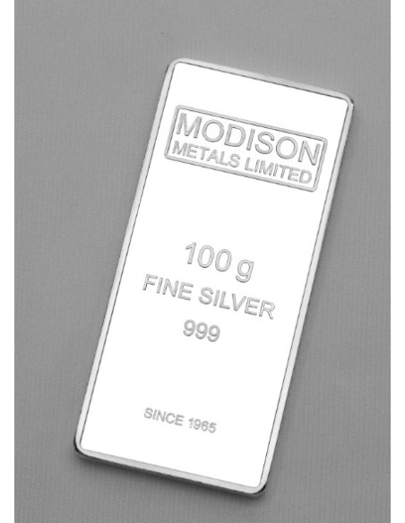 Modison Silver Bar of 100 Grams in 999 Purity /Fineness in Capsule