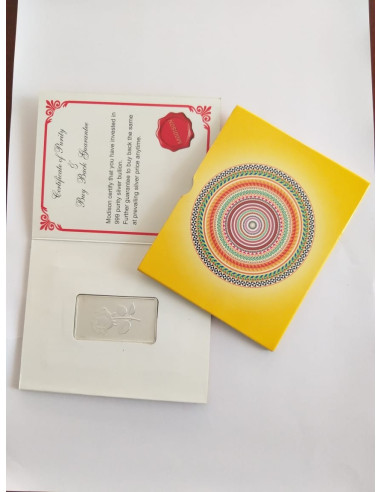 Modison Silver Bar of 10 Grams in 24Kt 999 Purity Fineness in Paper Folder Packing