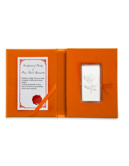 Modison Silver Bar of 50 Grams in 24Kt 999 Purity Fineness in Flap Packing