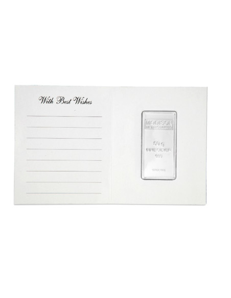 Modison Silver Bar of 50 Grams in 24Kt 999 Purity Fineness in Paper Folder Packing