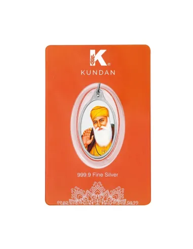 Kundan Silver Oval Color Gurunanak Dev Pendant Of 5.11 Grams in 999 Purity / Fineness