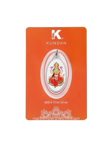 Kundan Silver Oval Color Lakshmi Pendant Of 5.11 Grams in 999 Purity / Fineness