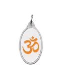 Kundan Silver Oval Color Om Pendant Of 5.11 Grams in 999 Purity / Fineness