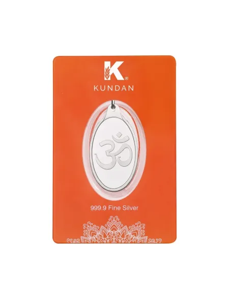 Kundan Silver Oval Om Pendant Of 10.11 Grams in 999 Purity / Fineness