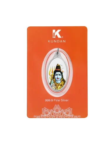 Kundan Silver Oval Color Shiva Pendant Of 5.11 Grams in 999 Purity / Fineness