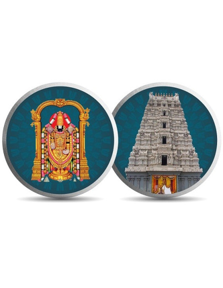 MOHUR Color Balaji Temple Silver Coin Of 20 Gram in 999 Purity / Fineness