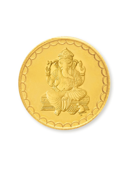 Lord Ganesha Gold Coin Of 10 Gram 24Kt in 999 Purity / Fineness from Gujarat Gold Centre