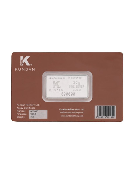 Kundan Color Kamdhenu Cow Silver Bar of 20 Gram in 999 Purity / Fineness in Certi Card