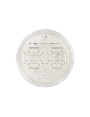 Kundan Color Lakshmi Ganesh Silver Coin of 20 Gram in 999 Purity / Fineness 