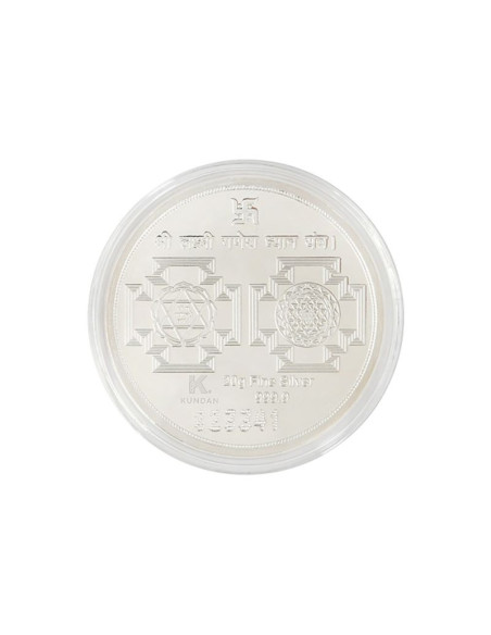 Kundan Color Lakshmi Ganesh Silver Coin of 20 Gram in 999 Purity / Fineness 