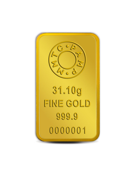 MMTC-PAMP Gold Ingot Bar of 31.1 Grams 24 Karat in 9999 Purity / Fineness