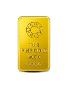 MMTC-PAMP Gold Ingot Bar of 20 Grams 24 Karat in 9999 Purity / Fineness