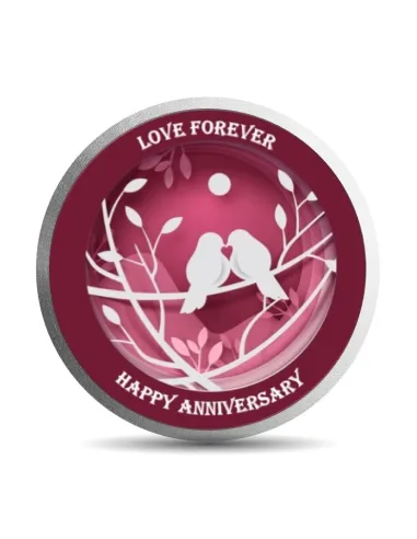 Mohur Color Happy Anniversary Silver Coin Of 20 Gram in 999 Purity / Fineness