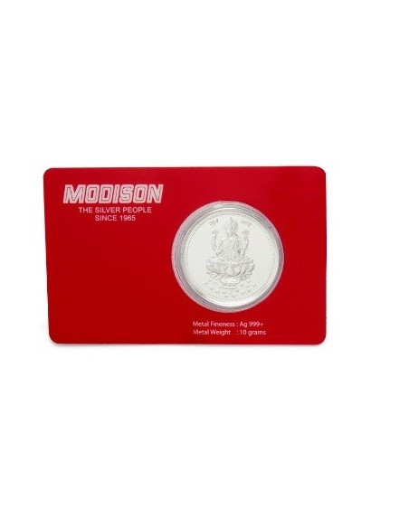 Modison Lakshmi Silver Coin of 10 Grams in 24Kt 999 Purity Fineness