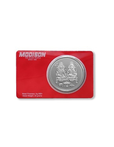 Modison Lakshmi Ganesh Silver Coin of 20 Grams in 24Kt 999 Purity Fineness