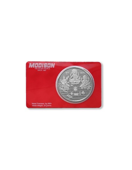 Modison Trimurti Silver Coin of 20 Grams in 24Kt 999 Purity Fineness