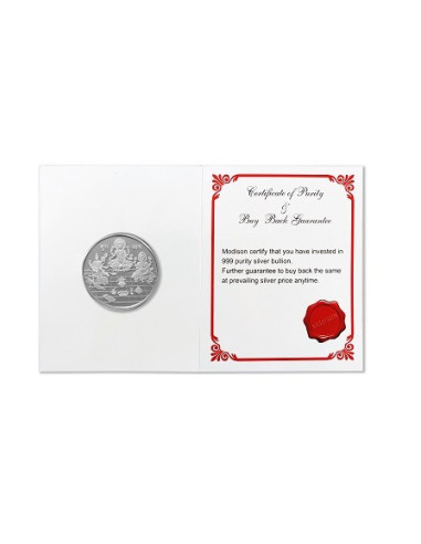 Modison Trimurti Silver Coin of 10 Grams in 24Kt 999 Purity Fineness in Folder Packing