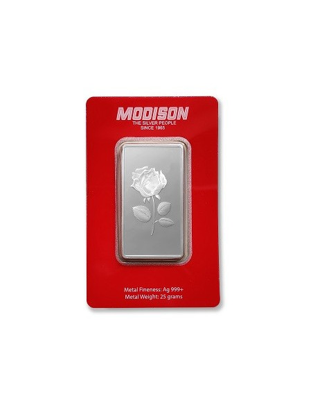 Modison Silver Bar of 25 Grams in 24Kt 999 Purity Fineness