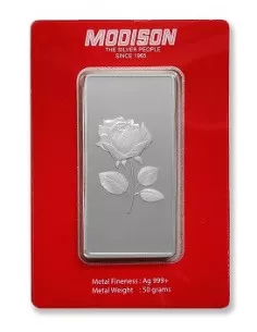 Modison Silver Bar of 50 Grams in 24Kt 999 Purity Fineness