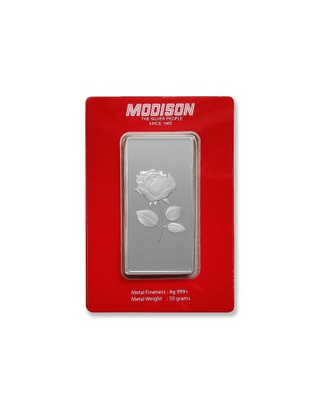 Modison Silver Bar of 50 Grams in 24Kt 999 Purity Fineness