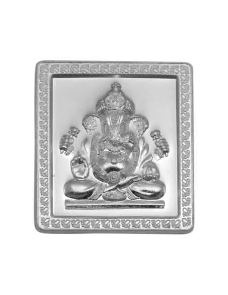Ganesh Square Embossed Bar Silver 100 Gram in 999 Purity By Coinbazaar