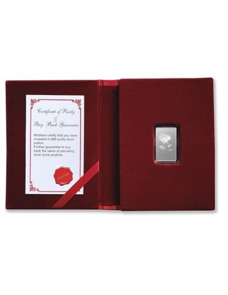 Modison Silver Bar of 10 Grams in 24Kt 999 Purity Fineness in Flap Packing
